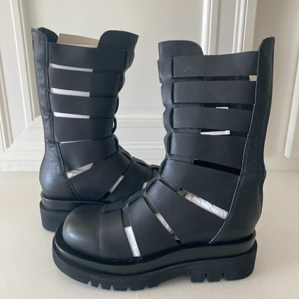 NWOB Jeffery Campbell Free People Felix Fisherman Black Leather Boots Sz 9